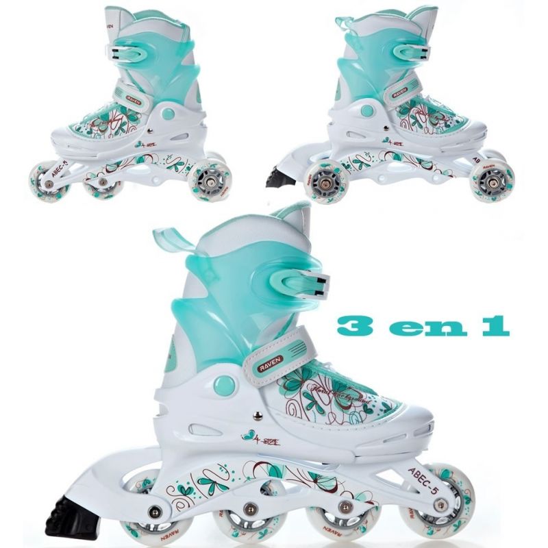 Roller Laguna taille ajustable Raven blanc/menthe