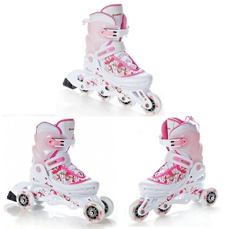 Roller transformable et ajustable Laguna Raven blanc/rose