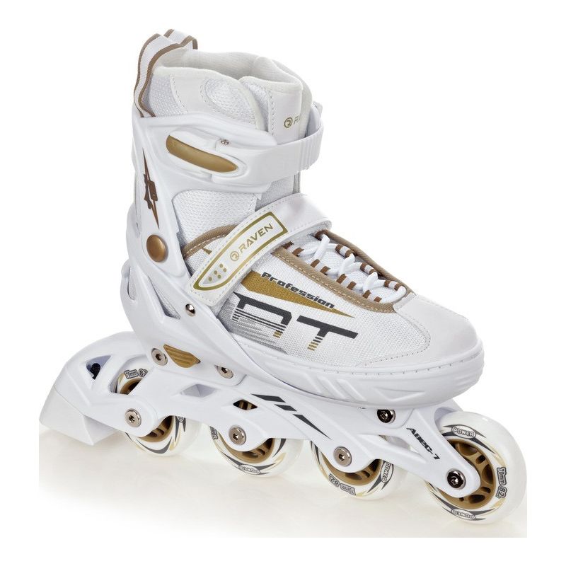 Roller en ligne 3en1 patin a roulettes Profession taille ajustable RAVEN blanc/or