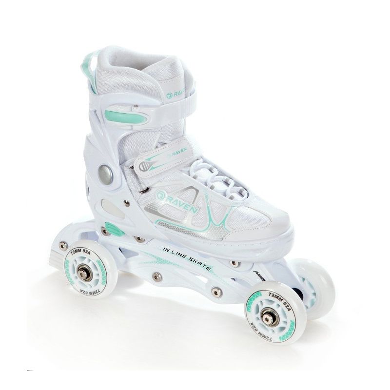 Roller patin a roulettes 3en1 Spirit taille ajustable et modulable RAVEN blanc menthe