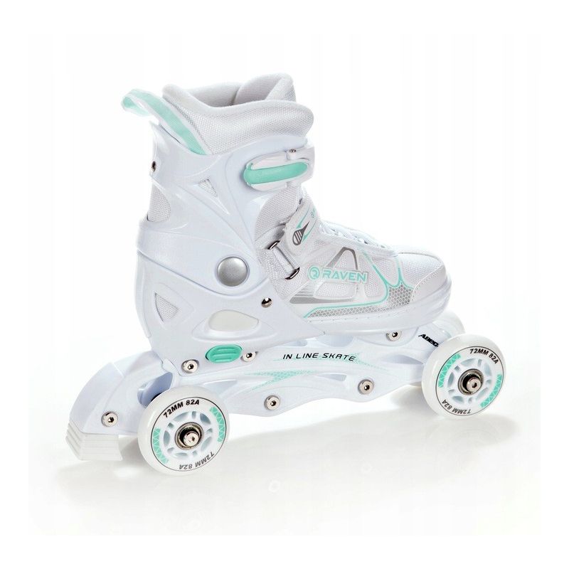 Roller patin a roulettes 3en1 Spirit taille ajustable et modulable RAVEN blanc menthe