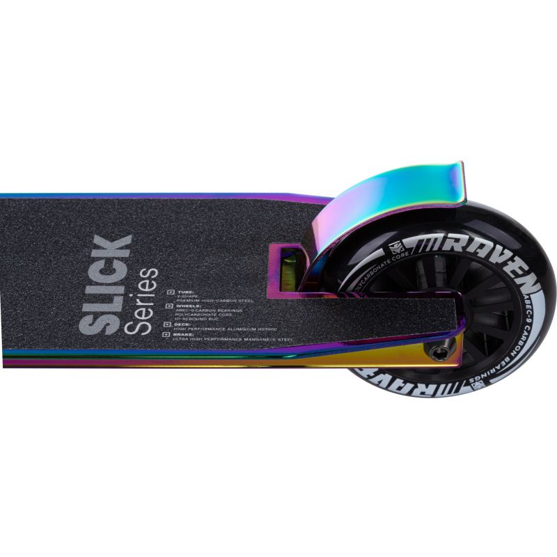 trottinette acrobatique freestyle Evolution Slick Series 100mm RAVEN Neo Chrome