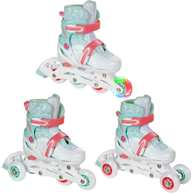 Rollers rose et bleu avec deux petites roues arrière pour filles