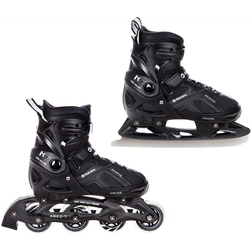 Roller Pulse black taille ajustable RAVEN Black avec patin a glace