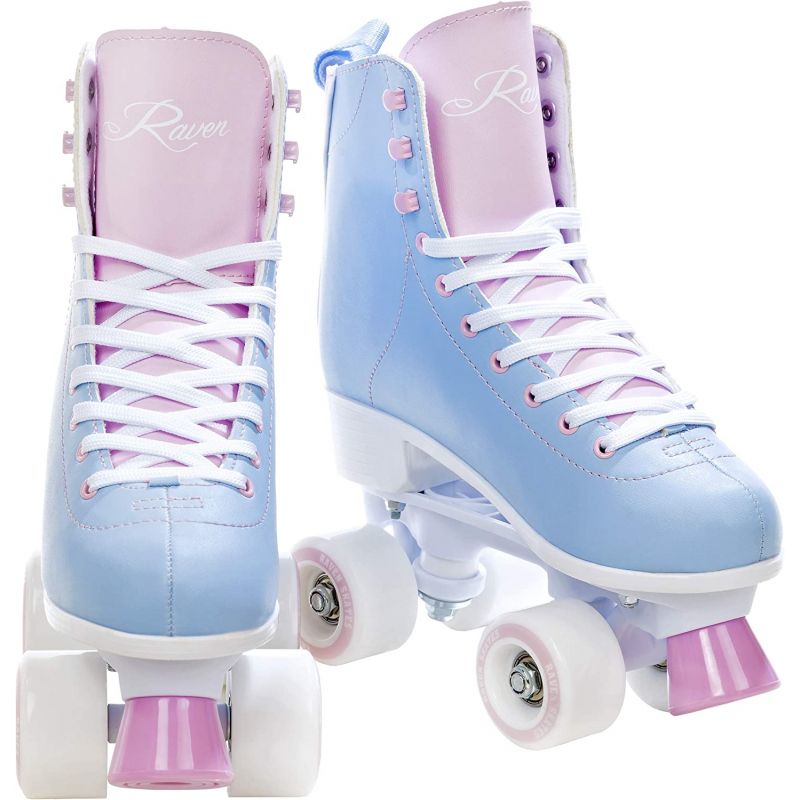 Achat de rollers quad retro femme rose-bleu pas cher / Sports Aventure