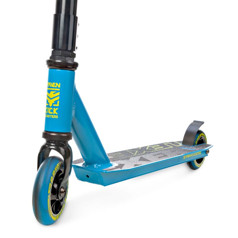 trottinette acrobatique freestyle Evolution Lexer 100mm RAVEN blue/jaune