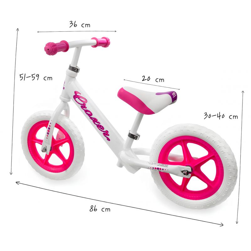 Draisienne cadea rose et blanche , vélo pour tout petit - balance bike